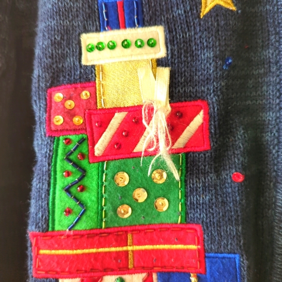 🌲Christmas Sweater Tiara International SZ Large Zipper Front EUC - Picture 7 of 15